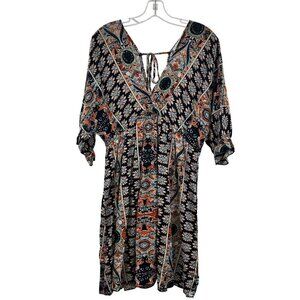Elings Women's V-Neck Short Sleeve A-Line Dress Size 18 Above Knee